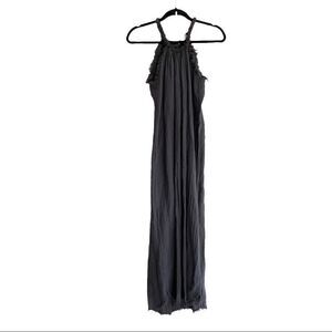 SUNFLOWER Italy Linen Cotton Sleeveless Halter Maxi Dress Grey XS